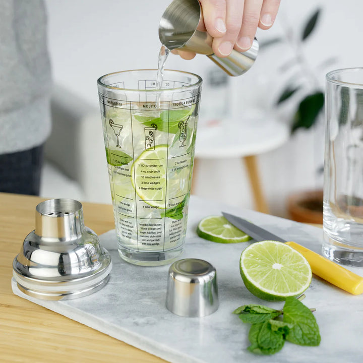 GLASS RECIPE COCKTAIL SHAKER