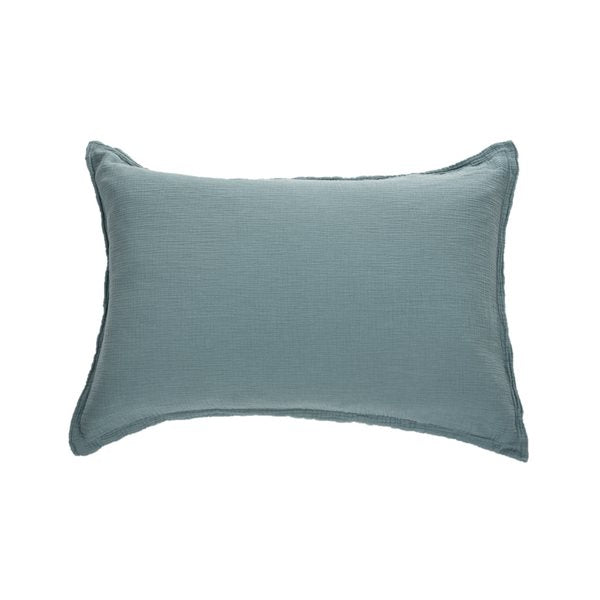 MUSLIN STEEL BLUE DECORATIVE PILLOW SHAMS - KING 20X36 (SET OF 2)