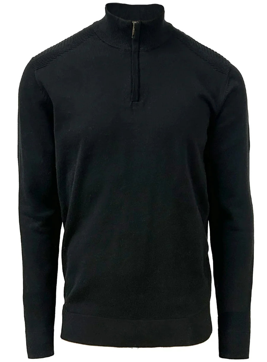 SHAY - FINE GAUGE MOCK 1/2 ZIP SWEATER "BLACK"