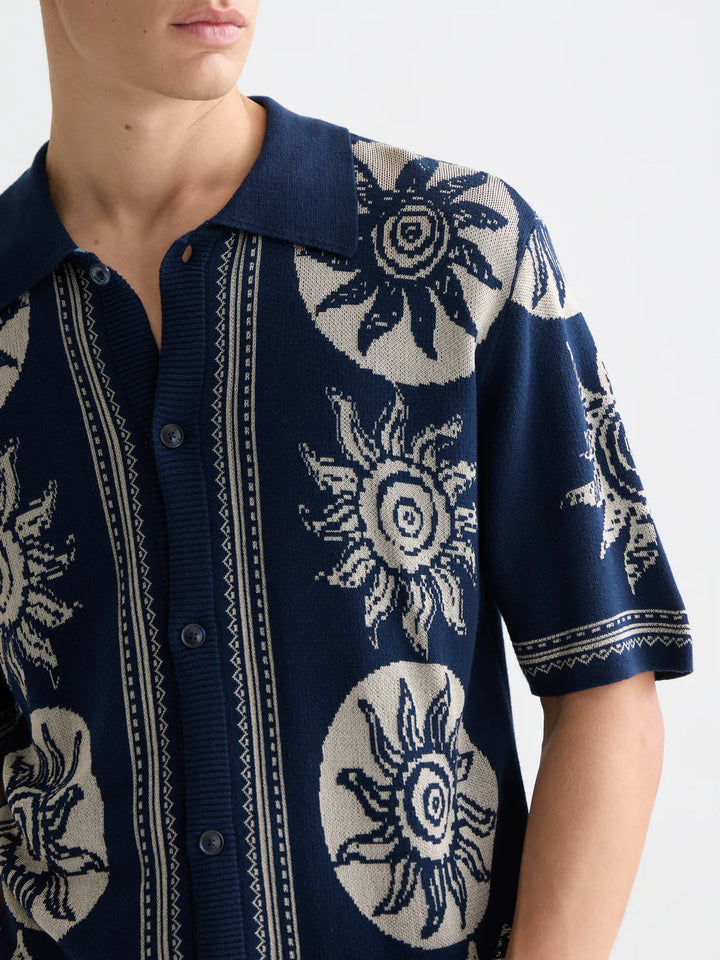 KNITTED JAQUARD SHORT SLEEVE "SUN DRESS BLUES"