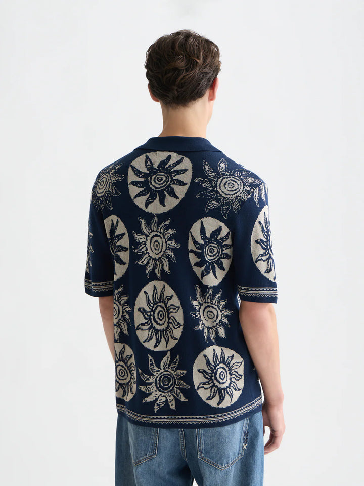 KNITTED JAQUARD SHORT SLEEVE "SUN DRESS BLUES"
