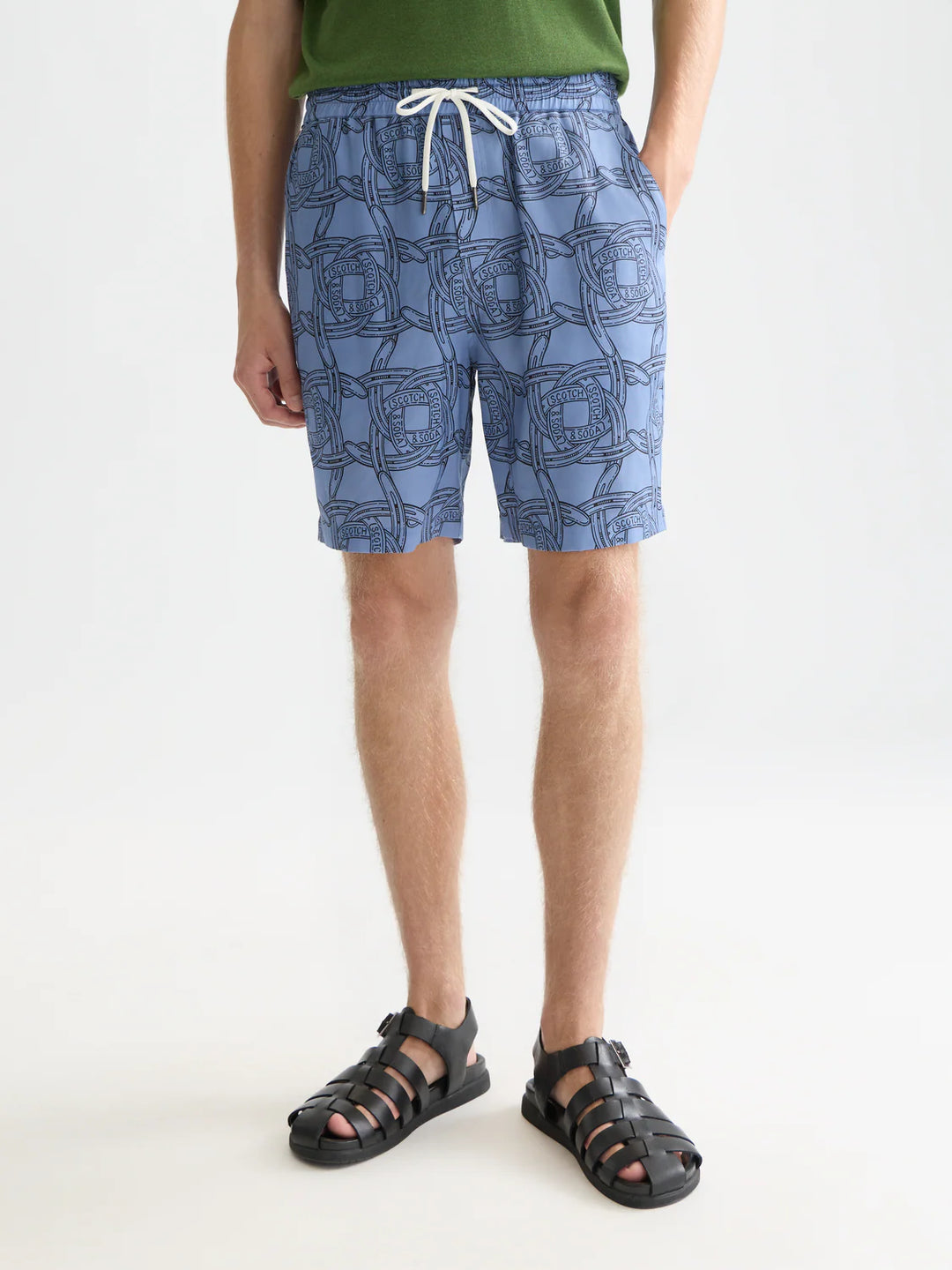 FAVE PRINTED RELAXED BERMUDA SHORTS "NAVY"
