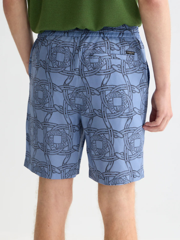 FAVE PRINTED RELAXED BERMUDA SHORTS "NAVY"