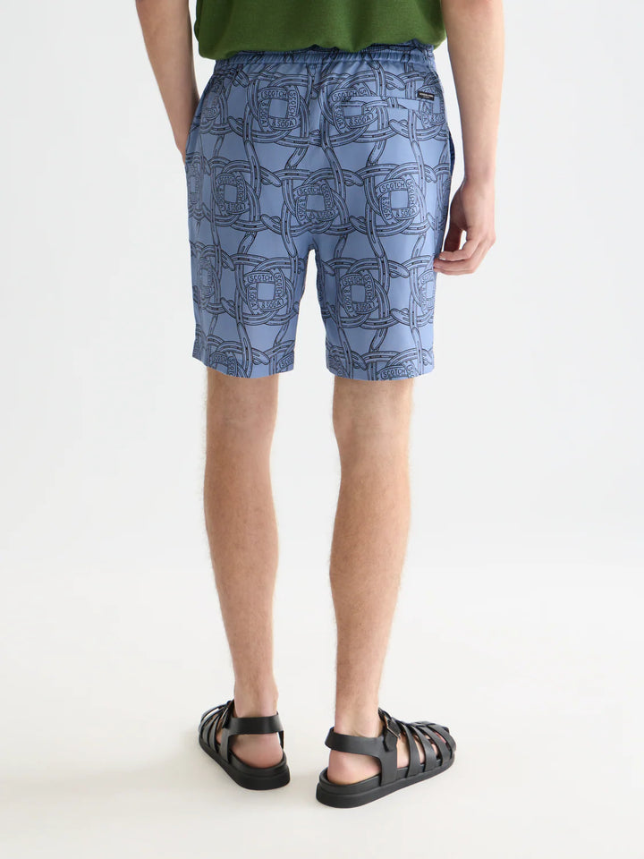 FAVE PRINTED RELAXED BERMUDA SHORTS "NAVY"