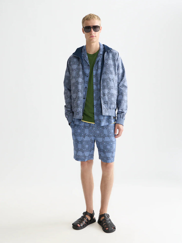 FAVE PRINTED RELAXED BERMUDA SHORTS "NAVY"