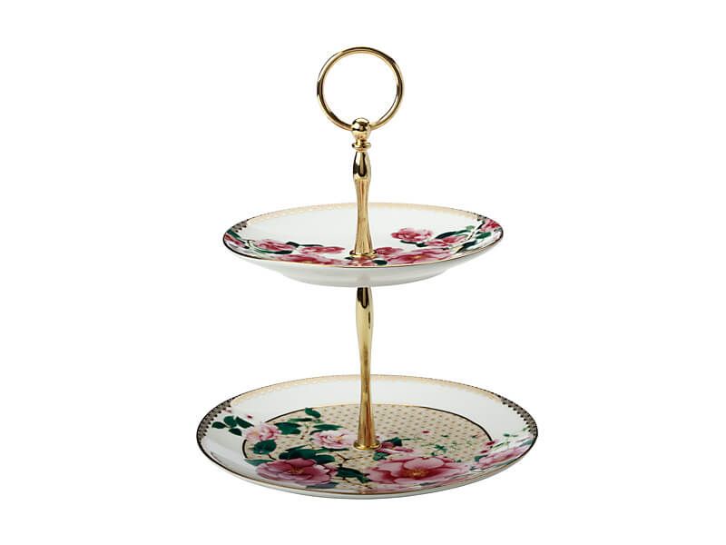 SILK ROAD 2-TIER CAKE STAND - WHITE