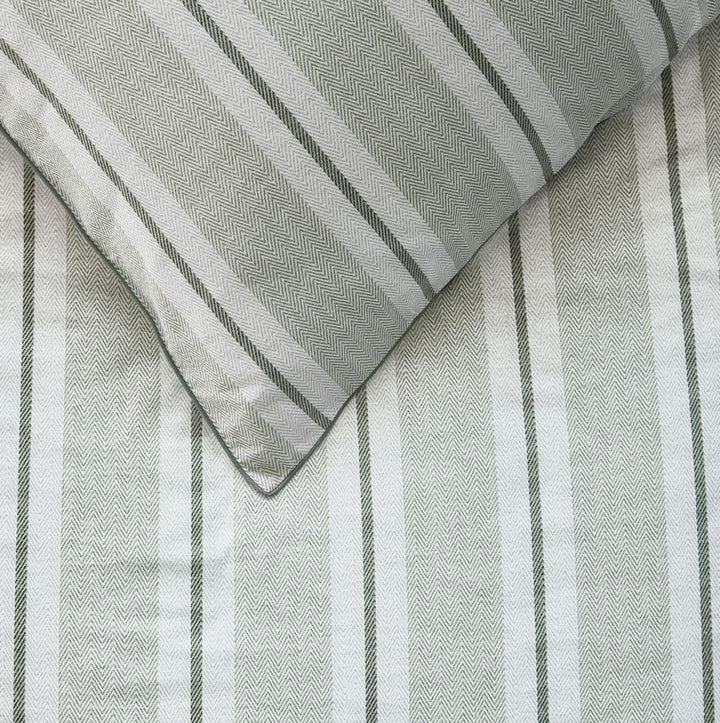 SILVAN GREEN STRIPED DUVET COVER - KING + 2 PILLOW SHAMS