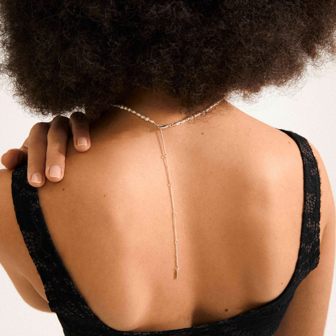 ELLIANA FRESHWATER PEARLS & GLASS BEADS NECKLACE "SILVER-PLATED"