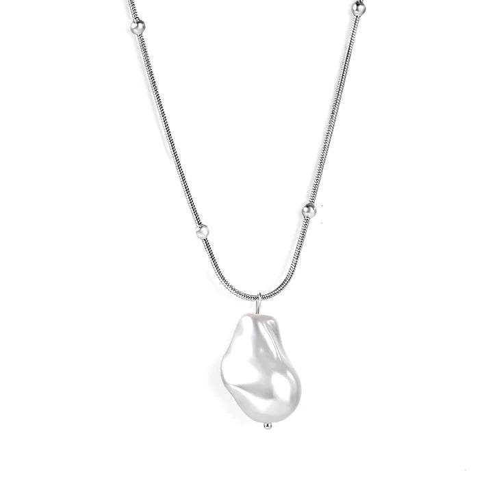 SCULPTURAL PEARL DROP "STEEL"