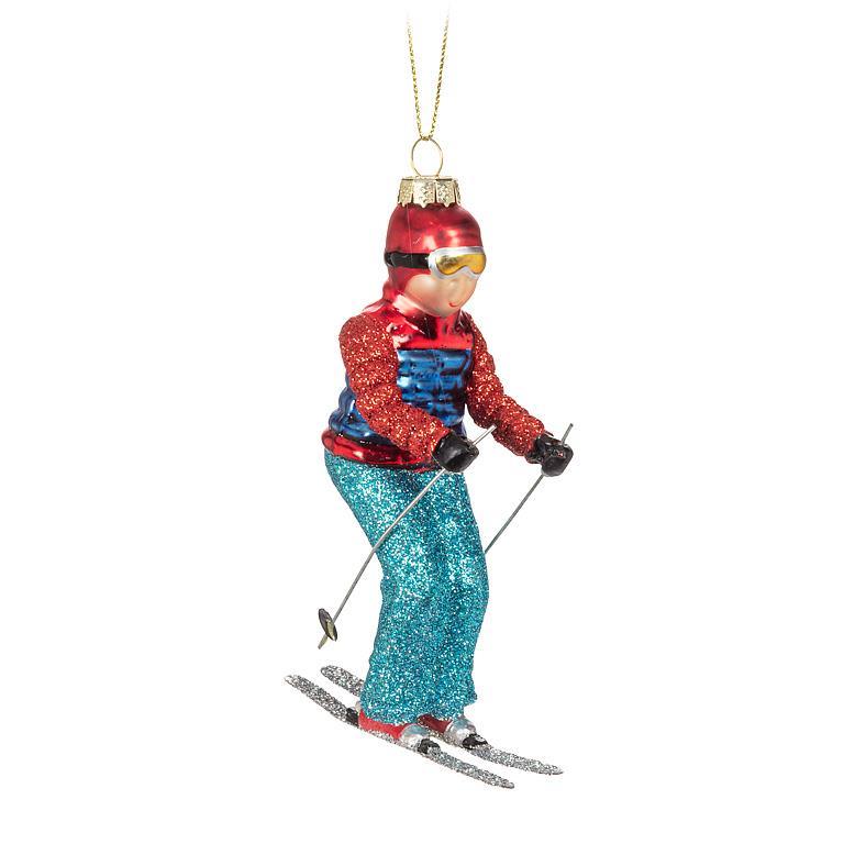 DOWNHILL SKIER ORNAMENT - 5''H