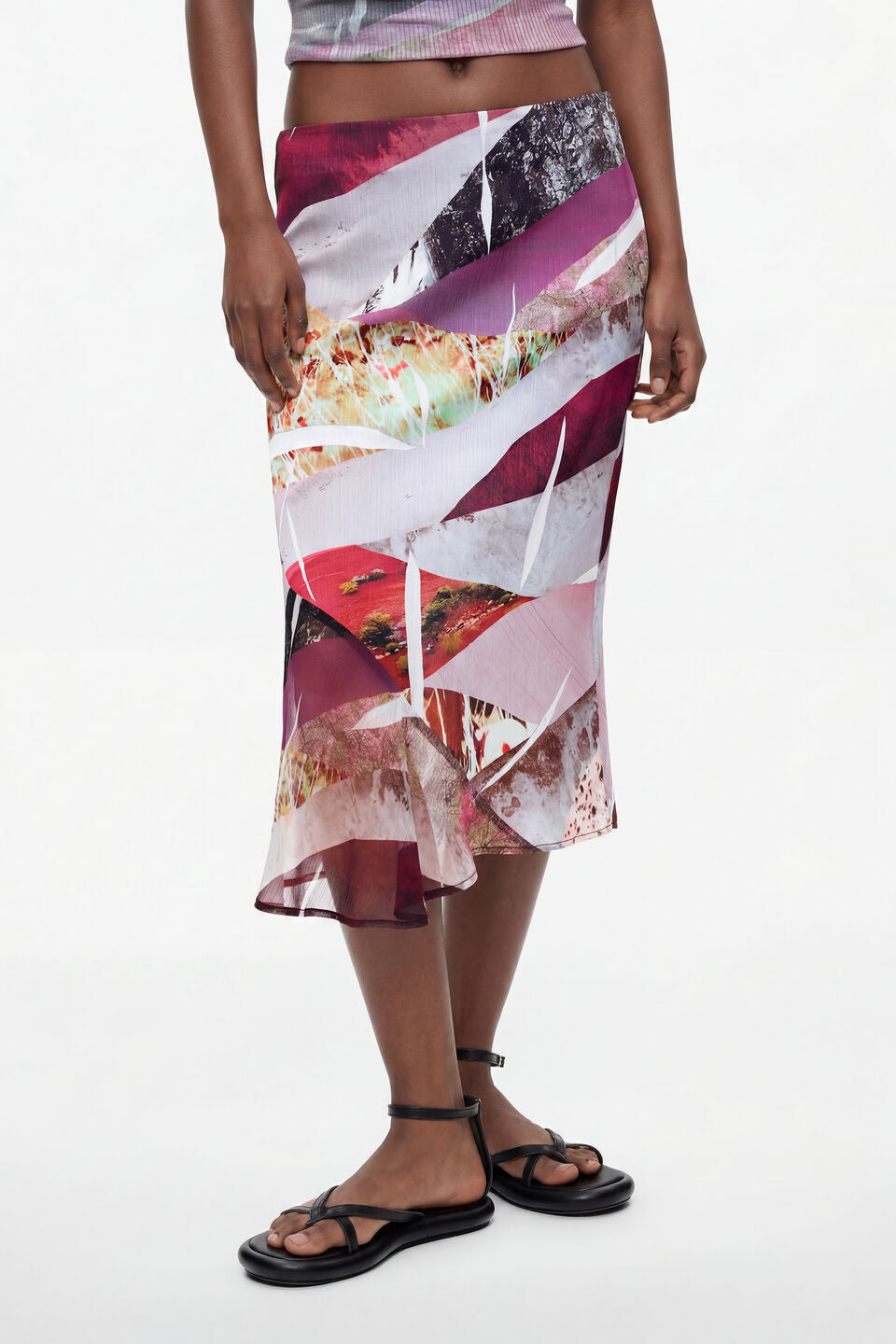 ASYMMETRICAL PRINTED SKIRT "BLACK"