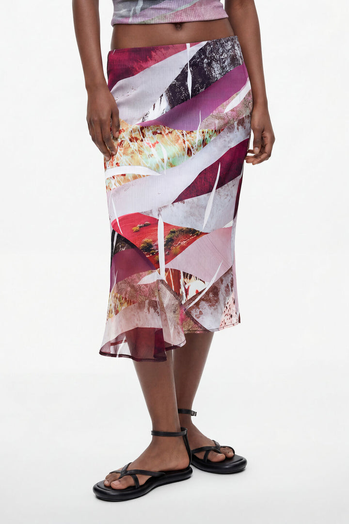 ASYMMETRICAL PRINTED SKIRT "BLACK"