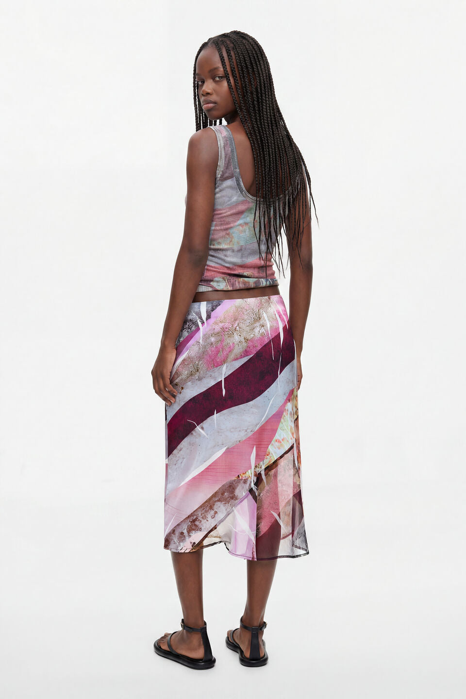 ASYMMETRICAL PRINTED SKIRT "BLACK"