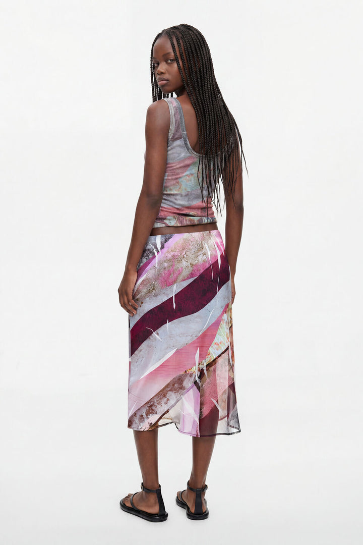 ASYMMETRICAL PRINTED SKIRT "BLACK"
