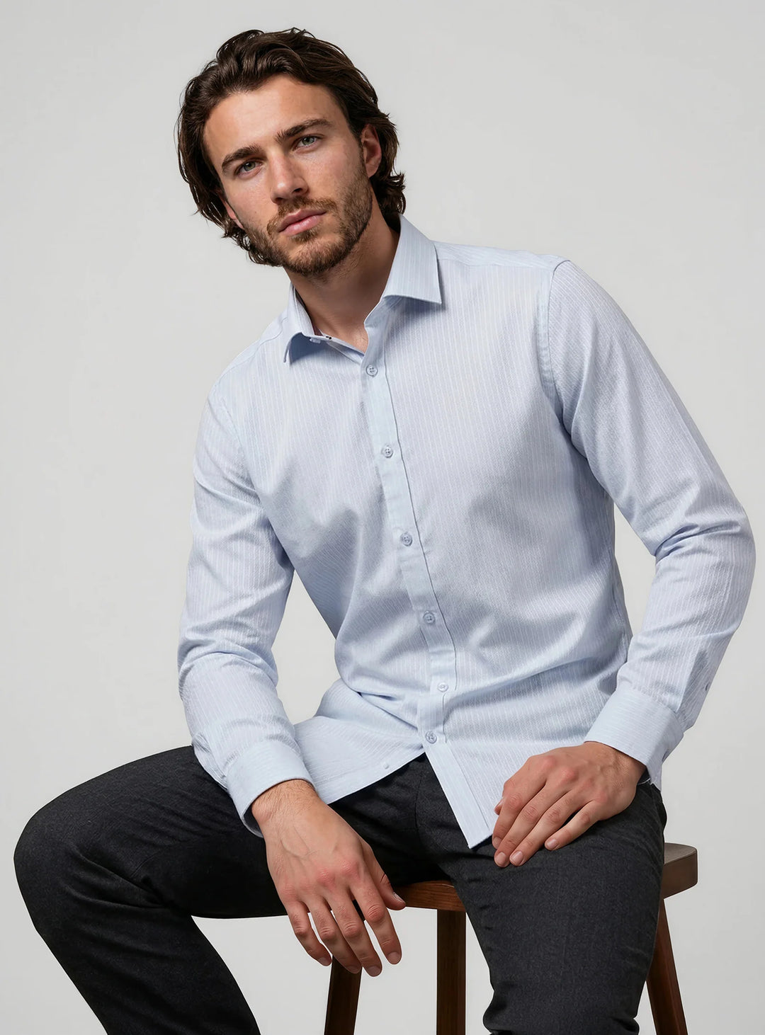 LONZO - LUXURY TONE ON TONE DOBBY TEXTURE SHIRT "SKY"