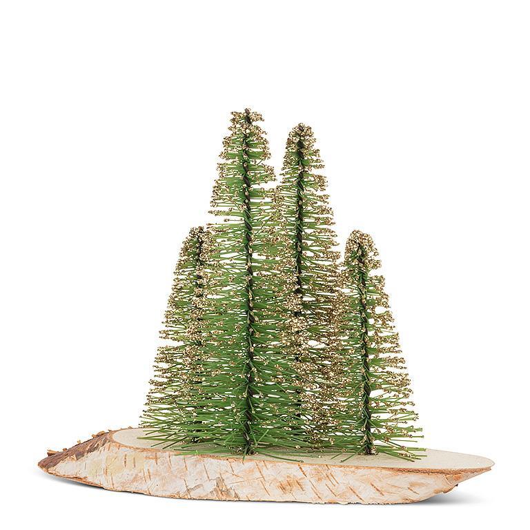 BRUSH TREE TRIO ON NATURAL SLAB BASE - 6''H