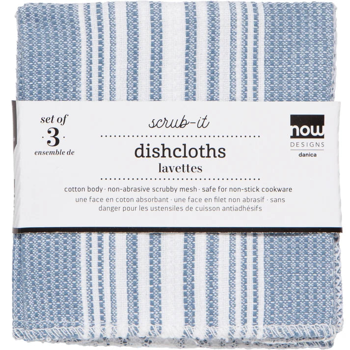 SCRUB-IT SLATE BLUE DISHCLOTHS - SET OF 3