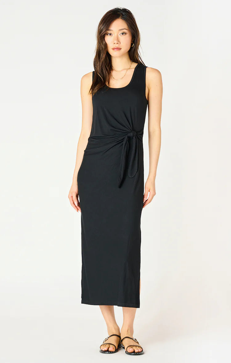 SLEEVELESS KNOT DETAIL MIDI DRESS "BLACK"