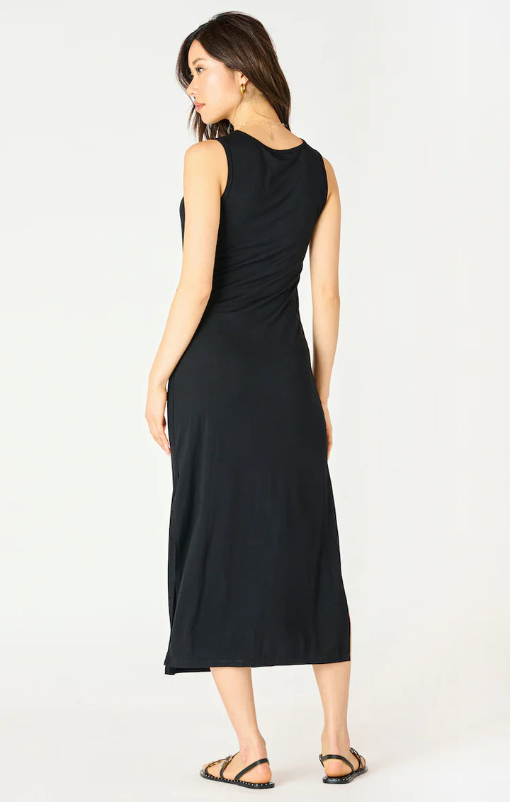 SLEEVELESS KNOT DETAIL MIDI DRESS "BLACK"