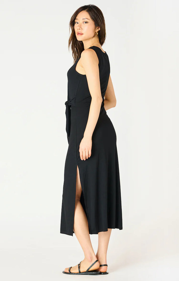 SLEEVELESS KNOT DETAIL MIDI DRESS "BLACK"