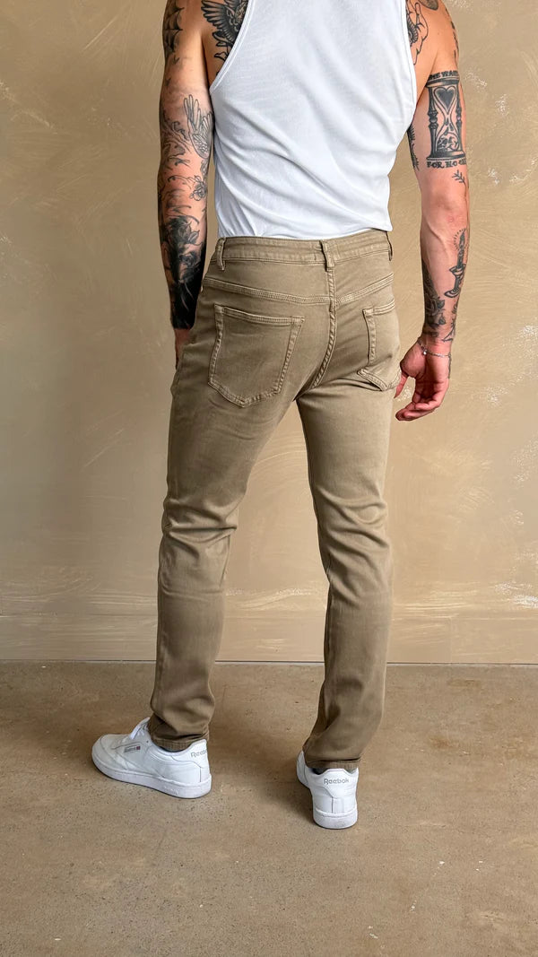 FW25 SUPER STRETCH KNIT DENIM SLIM "TAUPE"