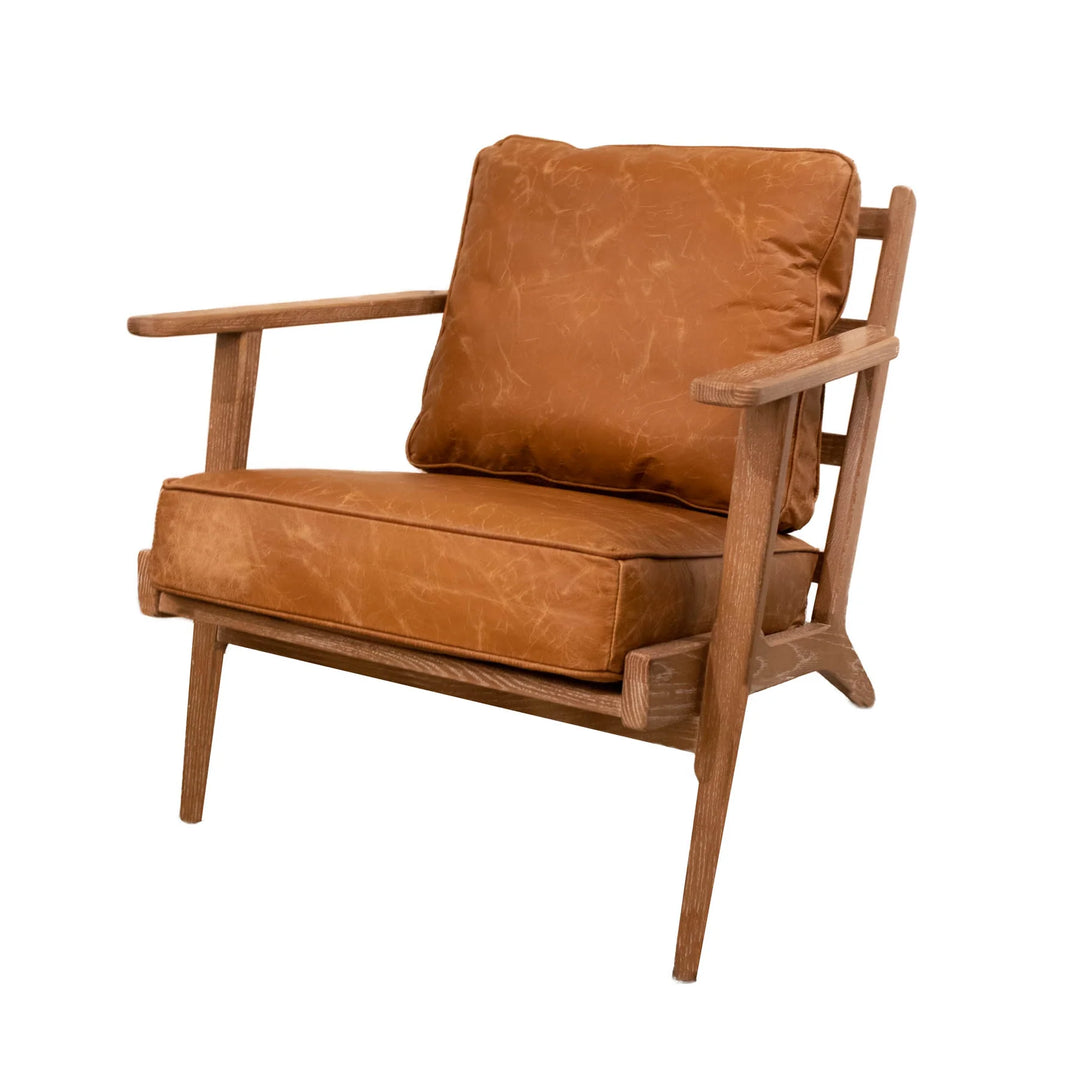 LH Imports Junior Arm Chair - Camel Brown Leather