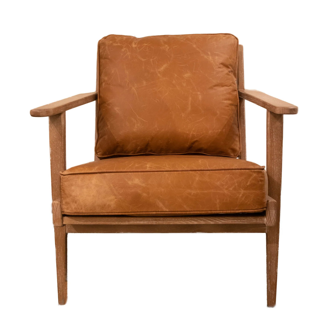 LH Imports Junior Arm Chair - Camel Brown Leather