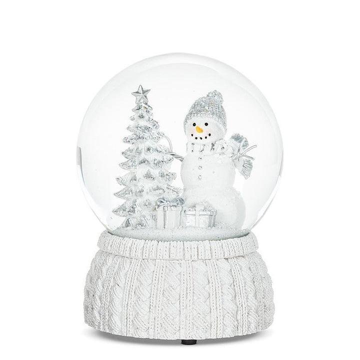 LARGE SNOWMAN & TREE GLOBE WITH MUSIC - 5.5''H