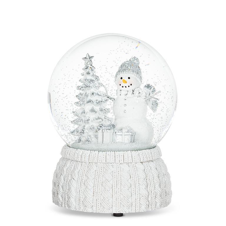 LARGE SNOWMAN & TREE GLOBE WITH MUSIC - 5.5''H