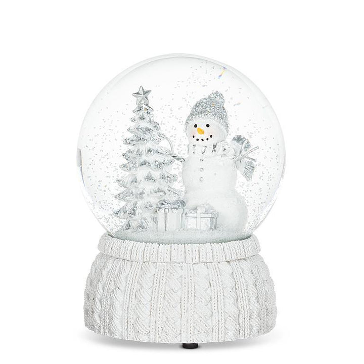 LARGE SNOWMAN & TREE GLOBE WITH MUSIC - 5.5''H