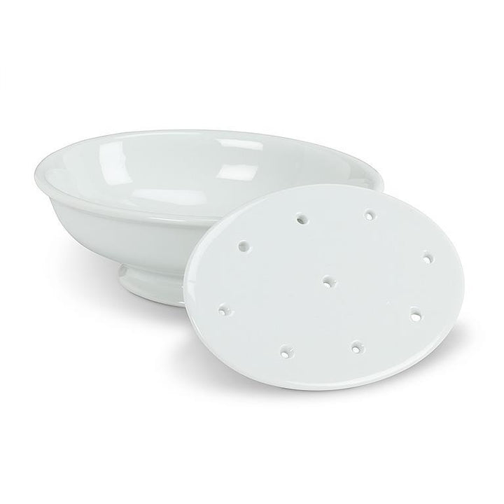 2 PIECE SOAP DISH &amp; STRAINER - WHITE 5.5&