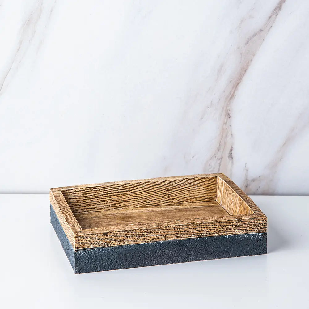 KENORA RESIN SOAP DISH - GREY/BROWN