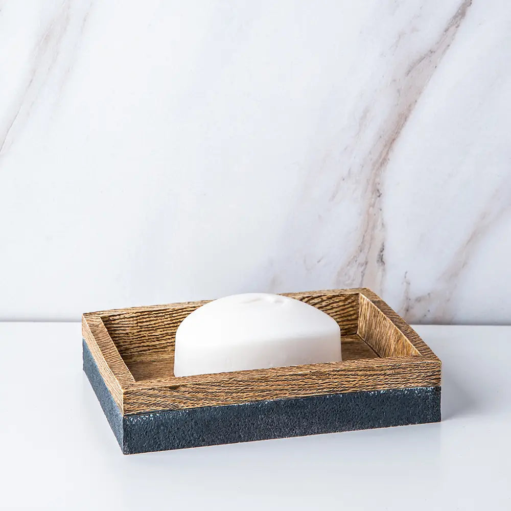 KENORA RESIN SOAP DISH - GREY/BROWN