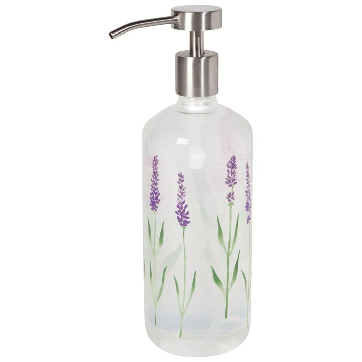 LAVENDER GLASS SOAP PUMP 16OZ