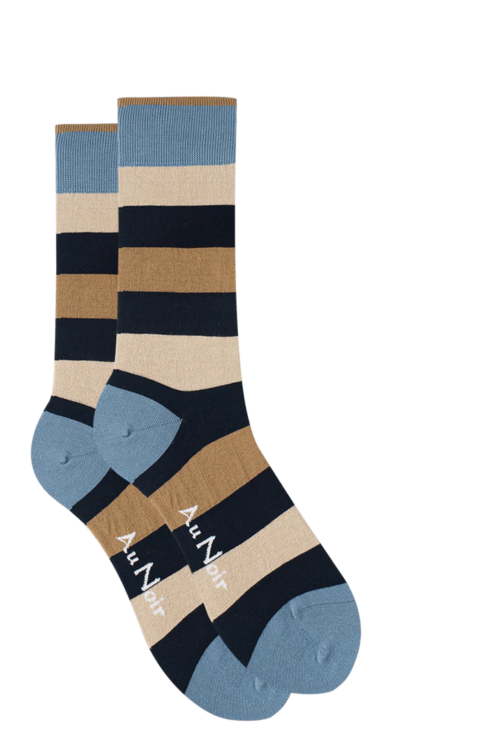 NAVY TOBACCO STRIPED SOCKS