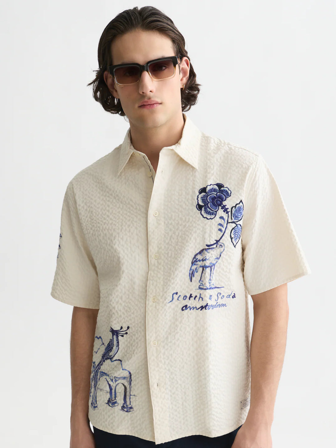 SCOTCH &amp; SODA X ROYAL DELFT RELAXED SHORT-SLEEVE SHIRT "EGGNOG"