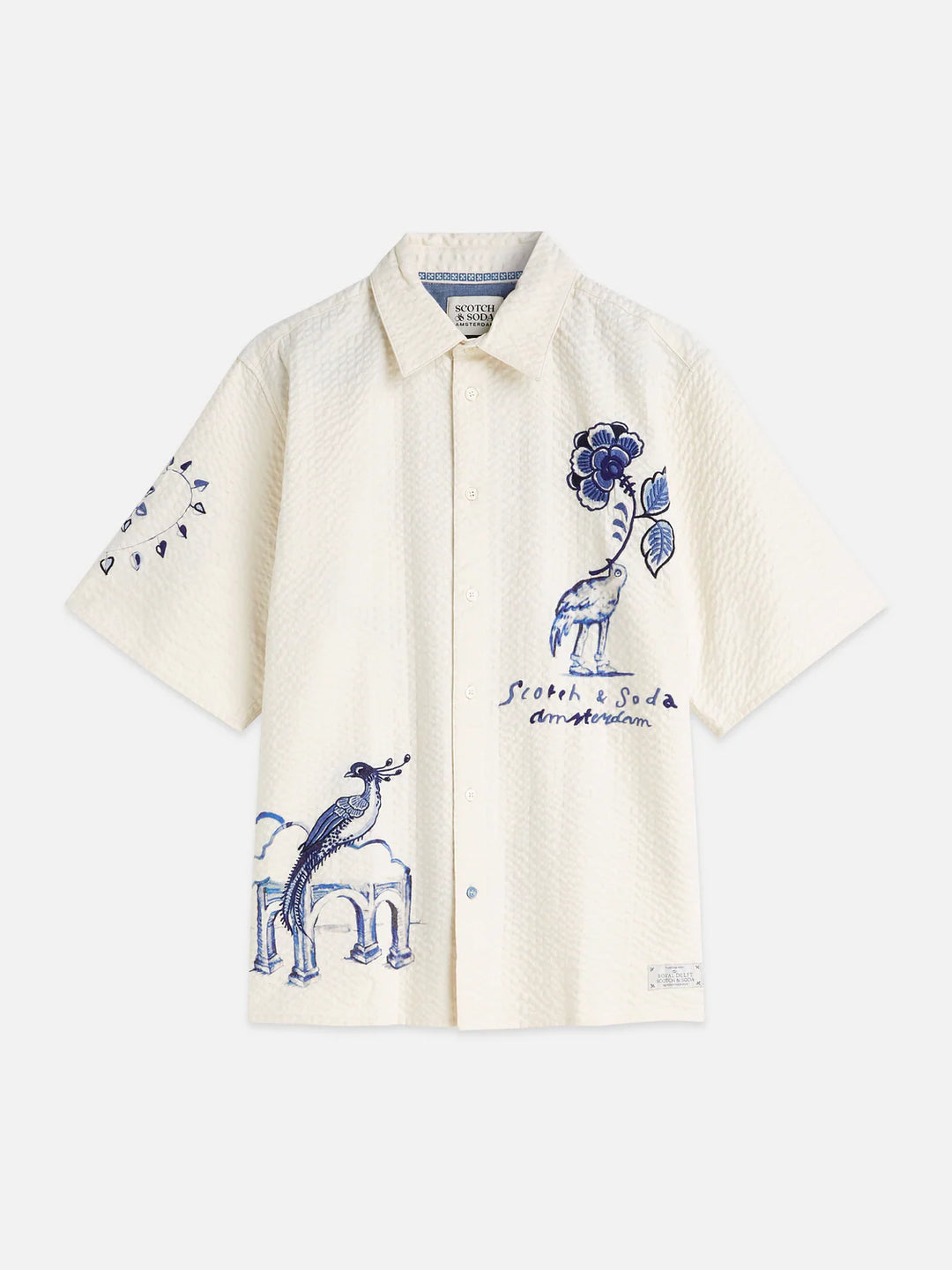 SCOTCH &amp; SODA X ROYAL DELFT RELAXED SHORT-SLEEVE SHIRT "EGGNOG"