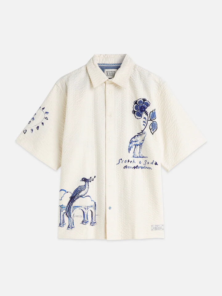 SCOTCH &amp; SODA X ROYAL DELFT RELAXED SHORT-SLEEVE SHIRT "EGGNOG"