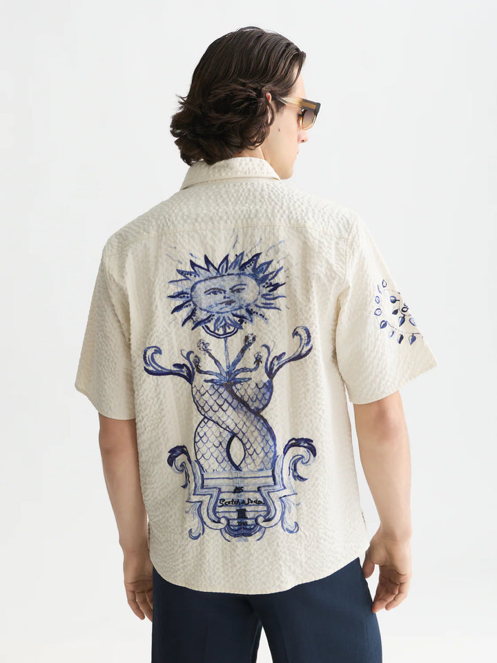 SCOTCH &amp; SODA X ROYAL DELFT RELAXED SHORT-SLEEVE SHIRT "EGGNOG"