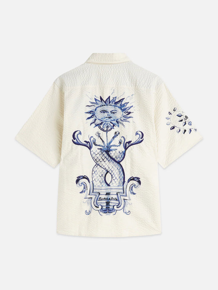 SCOTCH &amp; SODA X ROYAL DELFT RELAXED SHORT-SLEEVE SHIRT "EGGNOG"