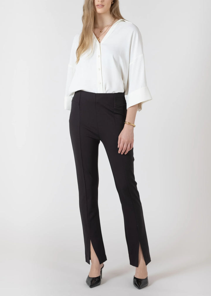 SPLIT HEM SLIM PANTS "BLACK"