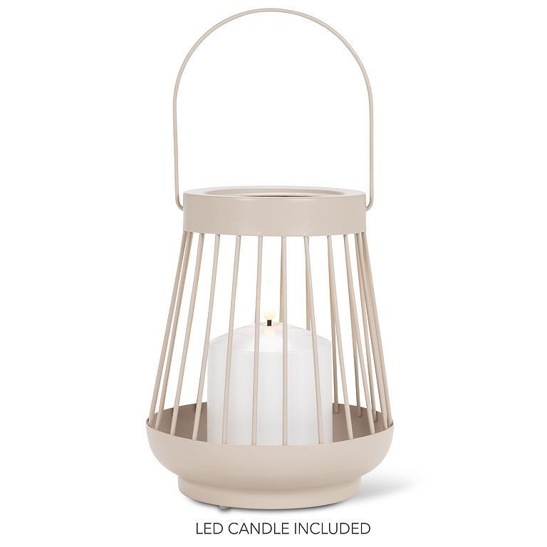 SPOKE LANTERN W/ LED CANDLE - SAND 7&