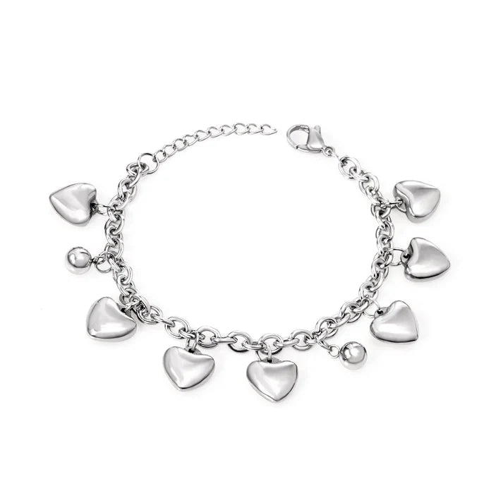 HEART & SPHERE CHARM BANGLE