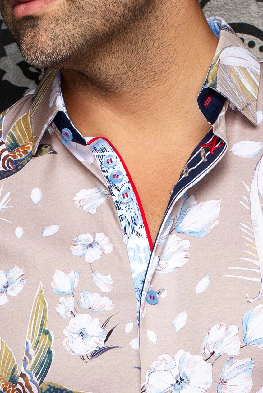 BRASILIA STRETCH SHORT SLEEVE SHIRT "STONE"