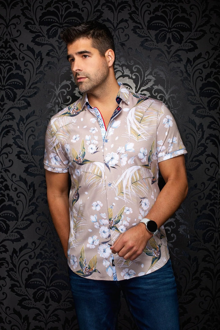 BRASILIA STRETCH SHORT SLEEVE SHIRT "STONE"