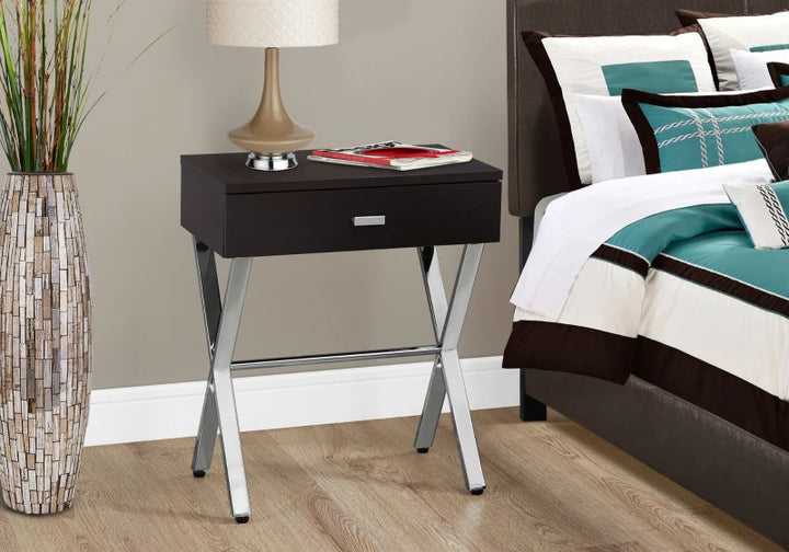 MODERN ACCENT/NIGHT STAND "DARK CAPPUCINO BROWN WOOD GRAIN-LOOK FINISH"