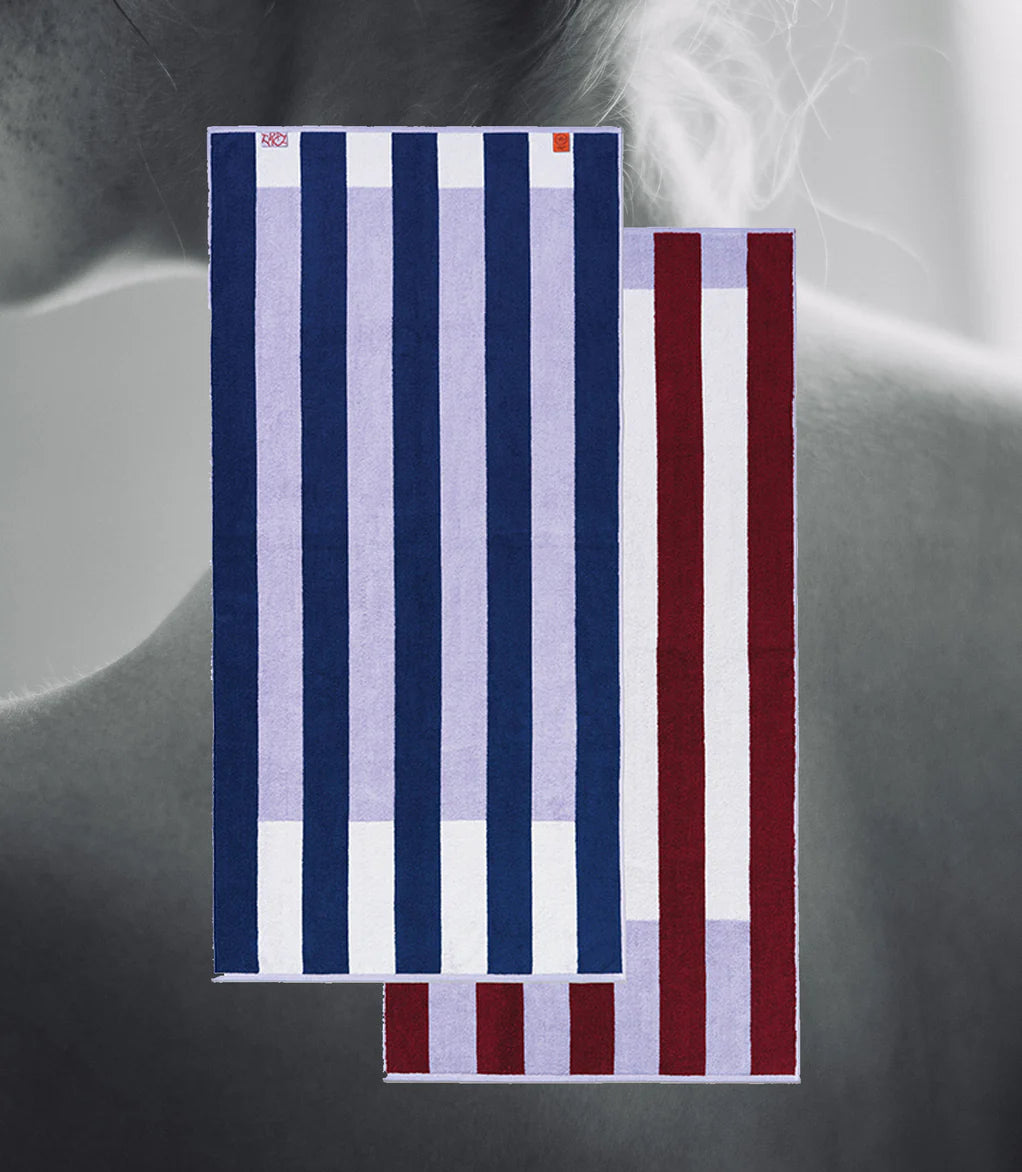 CLASSIC STRETCH TOWEL "OFFSET STRIPE" - STUDIO NAVY/LILAC/WORKSHOP WHITE