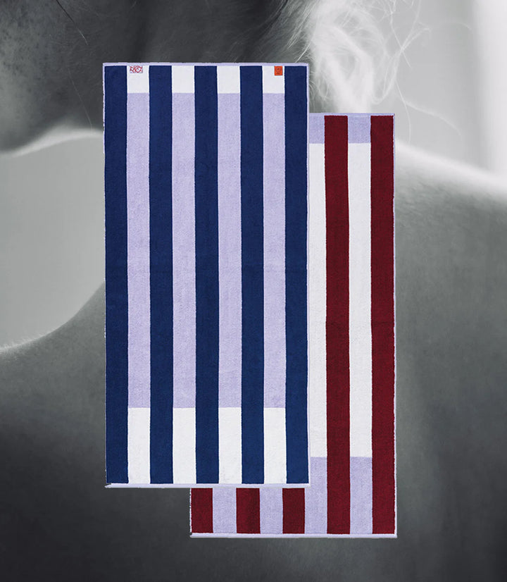 CLASSIC STRETCH TOWEL "OFFSET STRIPE" - STUDIO NAVY/LILAC/WORKSHOP WHITE