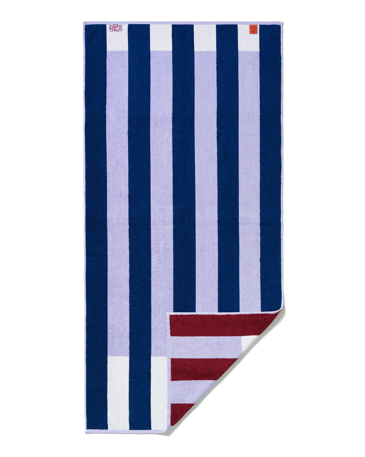 CLASSIC STRETCH TOWEL "OFFSET STRIPE" - STUDIO NAVY/LILAC/WORKSHOP WHITE