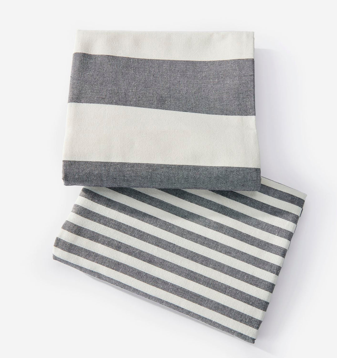GREY STRIPED TABLECLOTH - 2 ASSORTED 80x60x0.5
